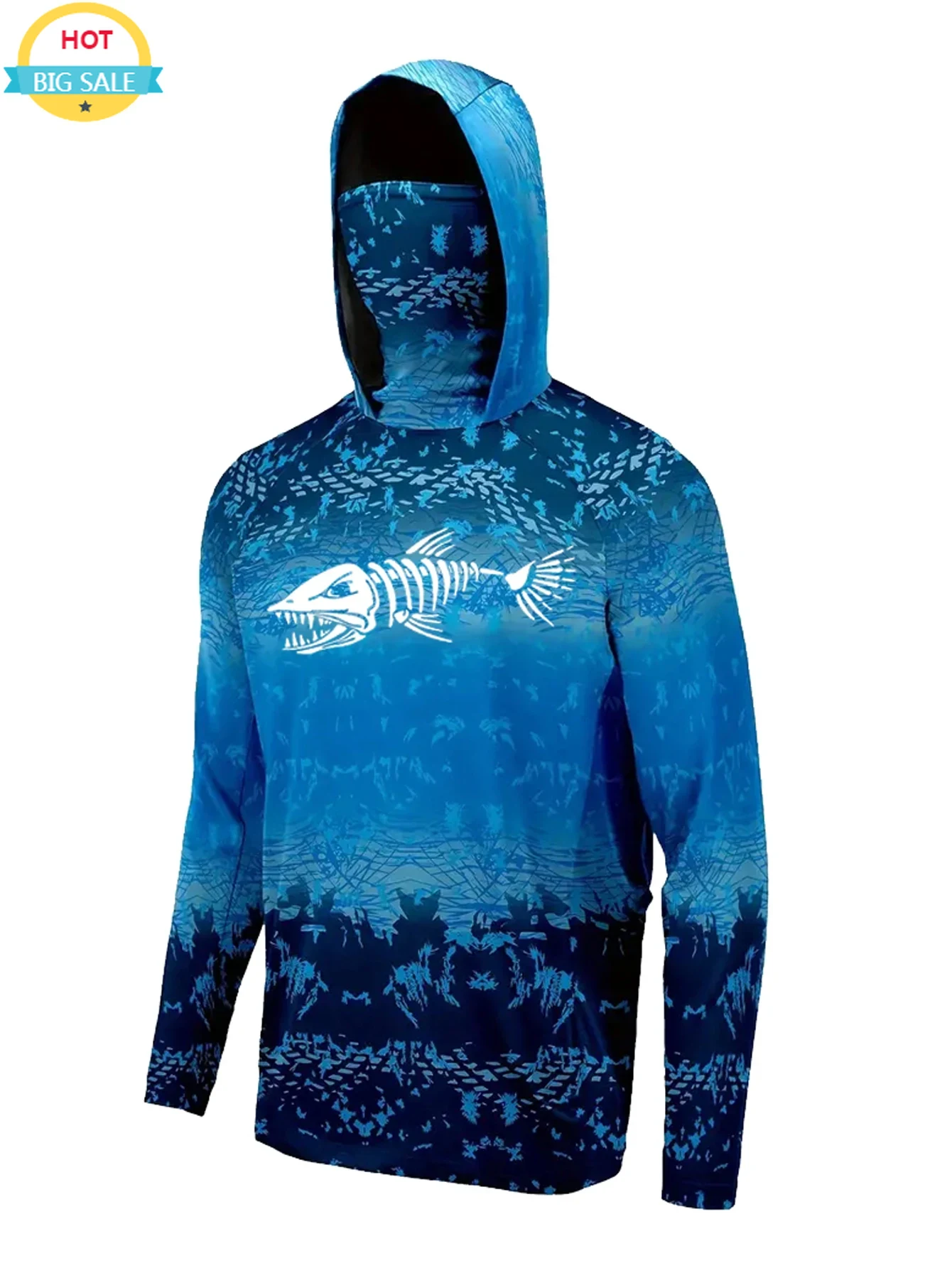 Fishing Hoodie - UPF 50+ フード付き釣り用ウェア メンズ フェイスカバー フーディー