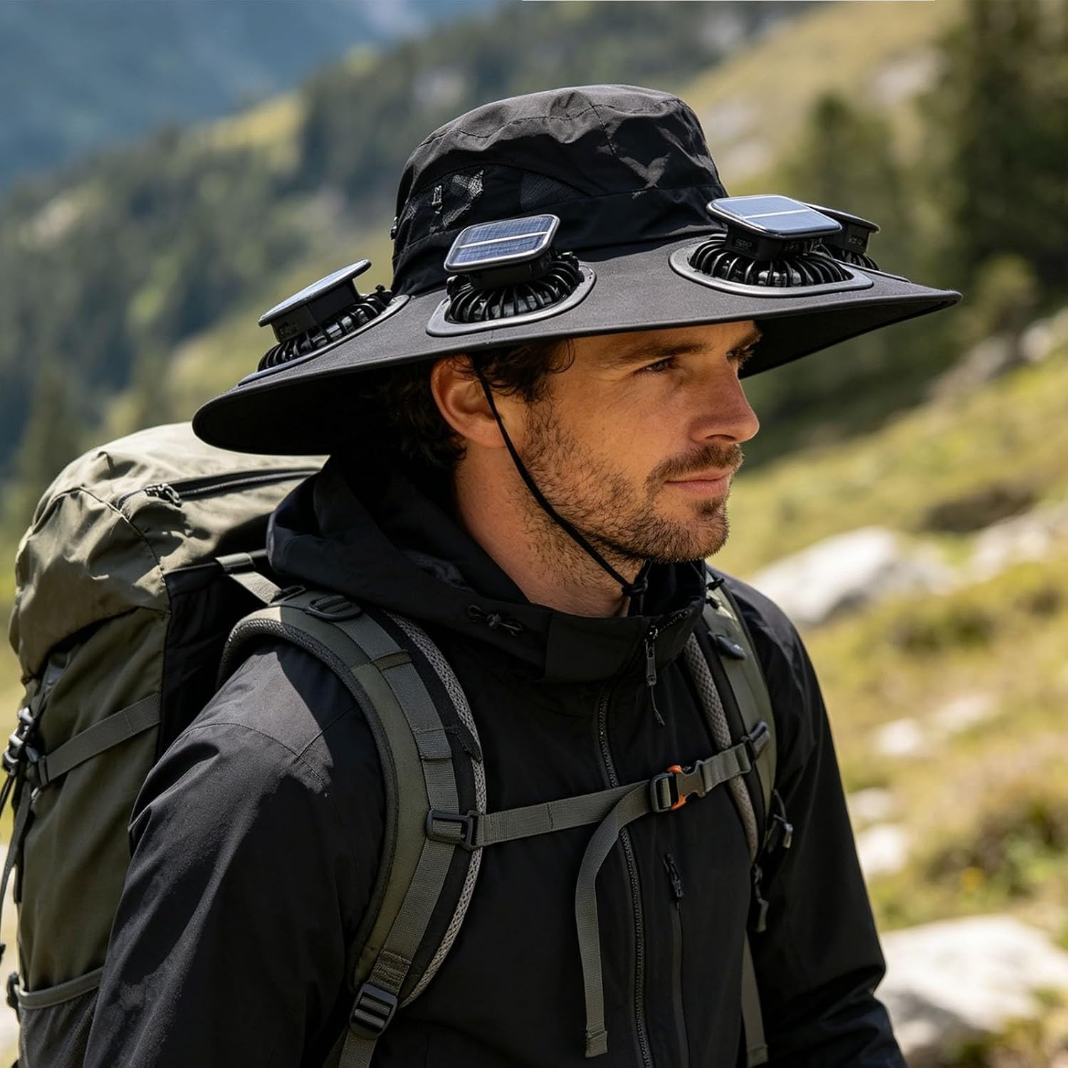 ホット6ファンソーラーファンハット通気性UVカットワイドブリ - Fishing Hat のレビューと価格