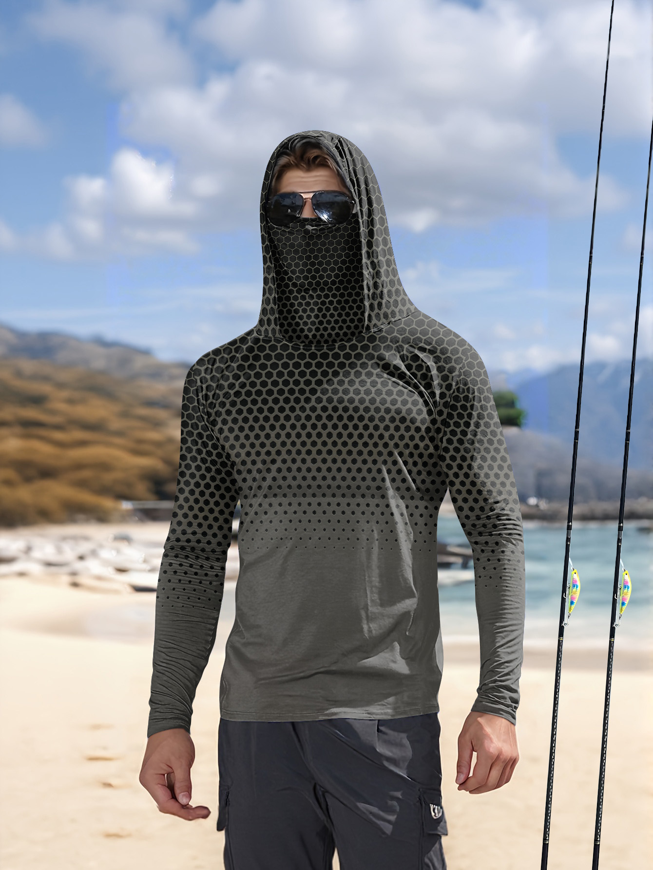 メンズフード付きフィッシングシャツ 長袖 フィッシングウェア - Fishing Shirt Uv Protection のレビューと価格
