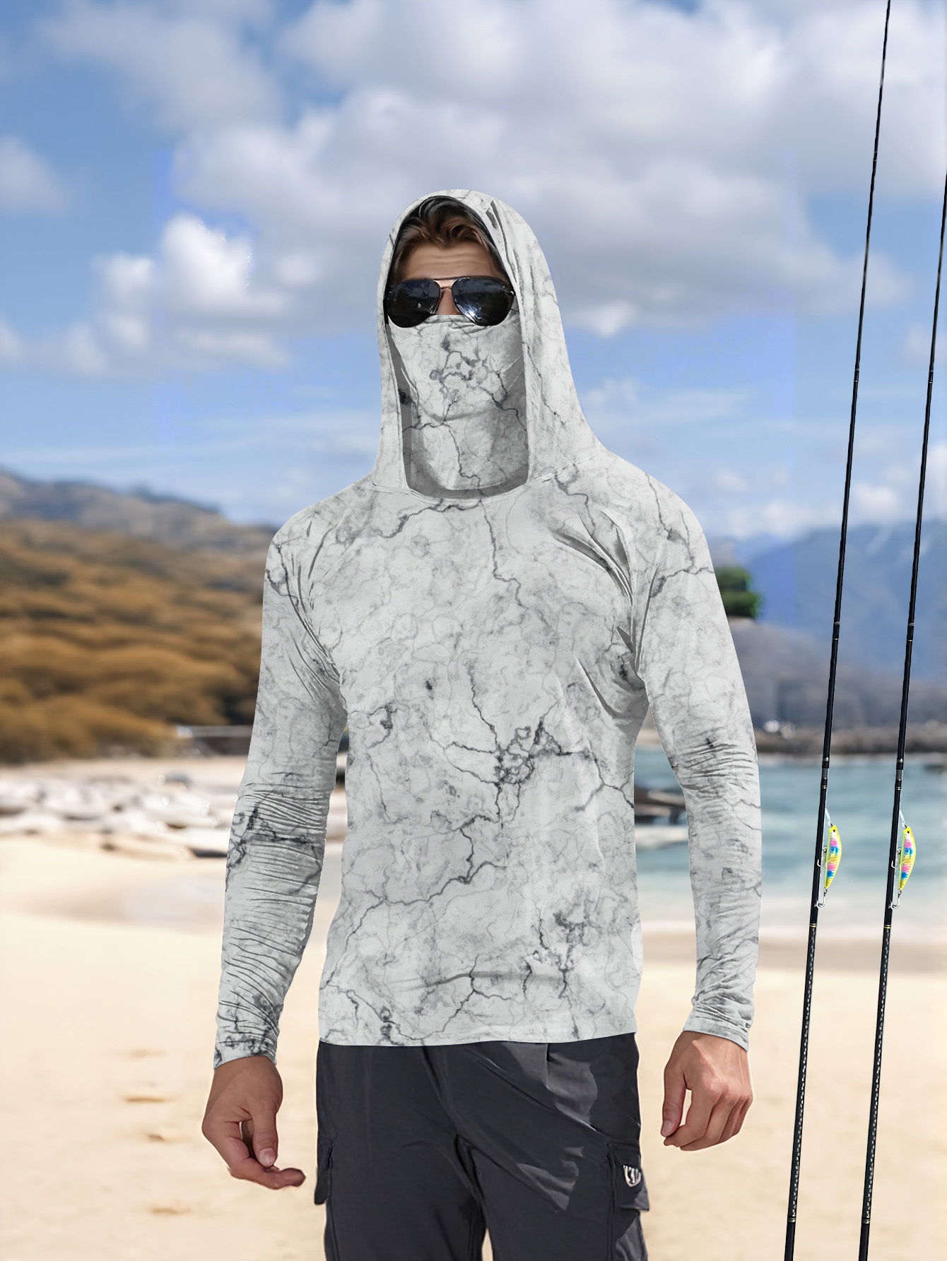 メンズフード付きフィッシングシャツ 長袖 フィッシングウェア - Fishing Shirt Uv Protection のレビューと価格